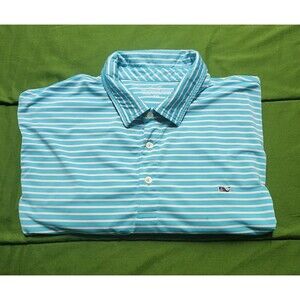 Vineyard Vines Blue & White Striped Men's Performance Golf Polo Size XXL